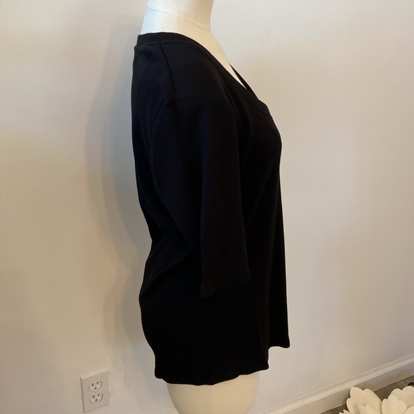 NWT Chico’s Black Cotton Modal Rib Tee SS Basic Knit Size 2 US Large - Picture 2 of 11